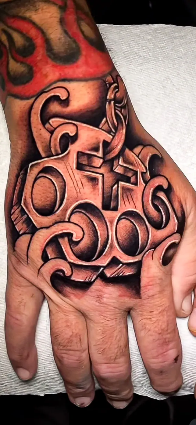 black and grey script lettering hand piece tattoo by Steve Bachman, Long Beach